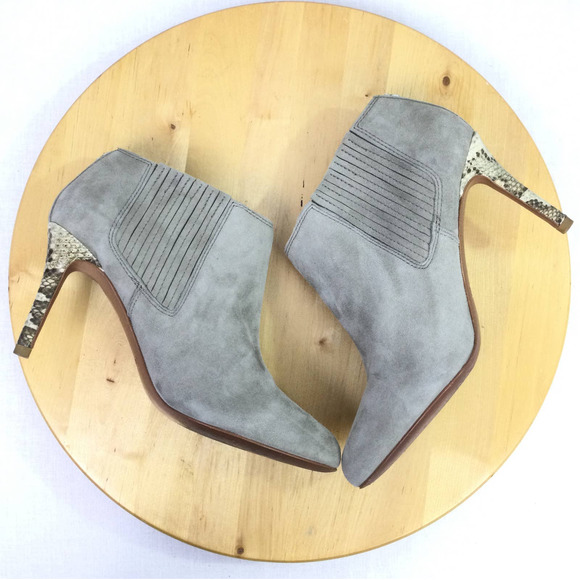Coach Dovelyn Women's Snakeskin Heel Almond Toe Suede Pull On Ankle Bootie 6B - Picture 9 of 16